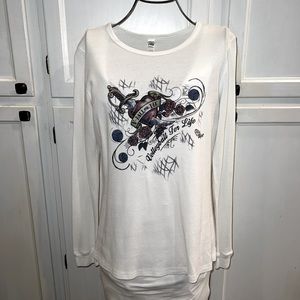 Volleyball For Life print on long sleeve waffle T-shirt heart v-ball or Die